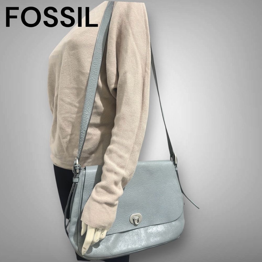 Fossil Blue Leather Crossbody Bag